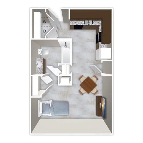 Floor plan for studio, 1 bath, 554 sqft