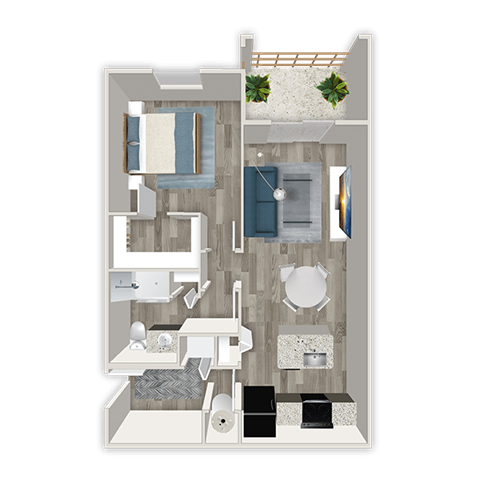 Floor plan for 1 bed, 1 bath, 776 sqft