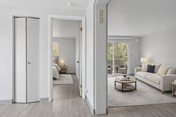 Billings apartment for rent - A modern living room with a white couch and a coffee table.