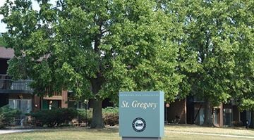 Milwaukee apartment for rent - A sign for St. Gregory stands in front of a building.