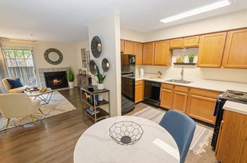 Hilton head apartments open concept kitchen, dining, and living room