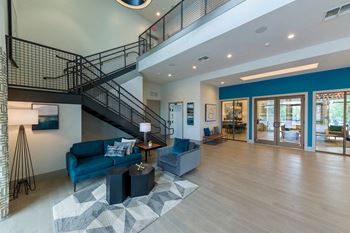 Two story clubhouse with mezzanine balcony