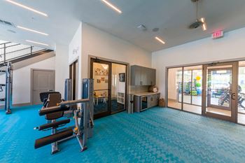 Multi level fitness space with equipment and refreshment area