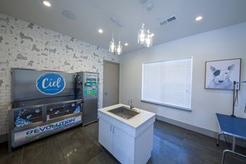 Pet grooming station with stainless steel tub