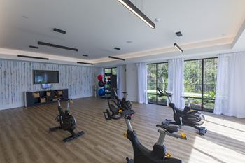 Fitness center with exercise bikes and equipment