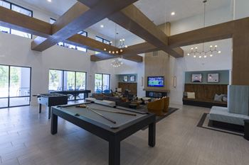 Clubhouse game room with pool tables
