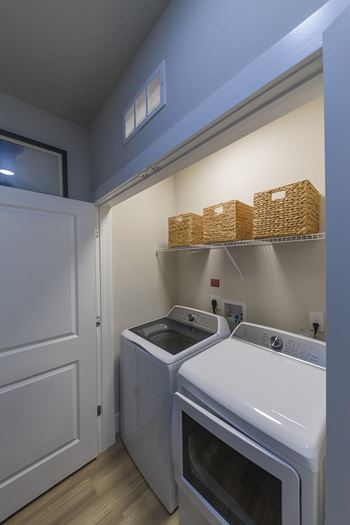 Laundry room with stackable washer and dryer