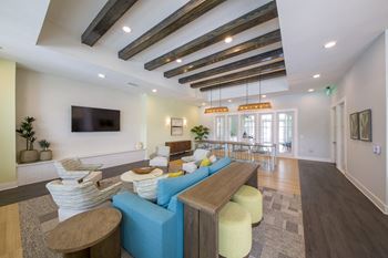 Clubroom with kitchen & tv