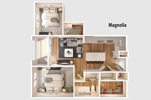 Floor plan for 2 beds, 1 bath, 922 sqft