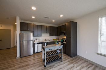 Lofts at jefferson station kitchen with stainless steel appliances