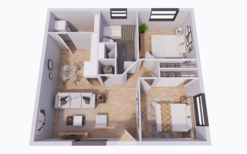 Floor plan for 2 beds, 1 bath, 815 sqft