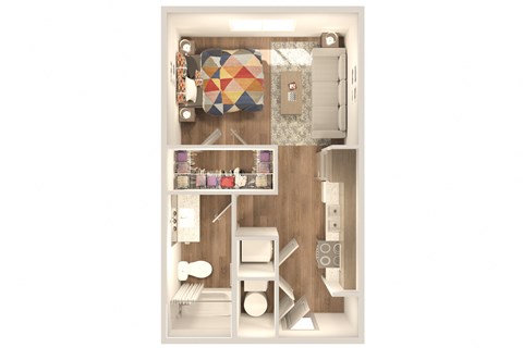 Floor plan for studio, 1 bath, 476 sqft