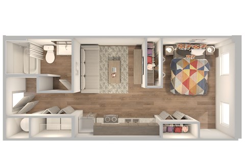 Floor plan for studio, 1 bath, 570 sqft