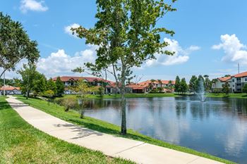 The landings at boot ranch walking trail surrounding water feature