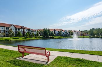 The landings at boot ranch walking trail surrounding water feature