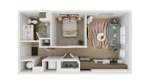 Floor plan for studio, 1 bath, 576 sqft