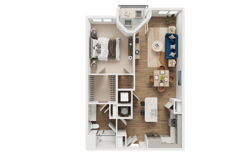 Floor plan for 1 bed, 1 bath, 815 sqft