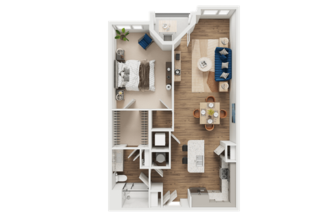 Floor plan for 1 bed, 1 bath, 815 sqft
