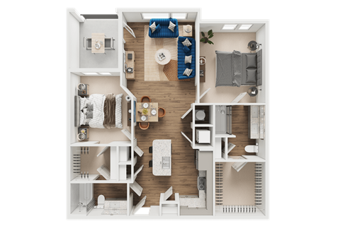 Floor plan for 2 beds, 2 baths, 1084 sqft