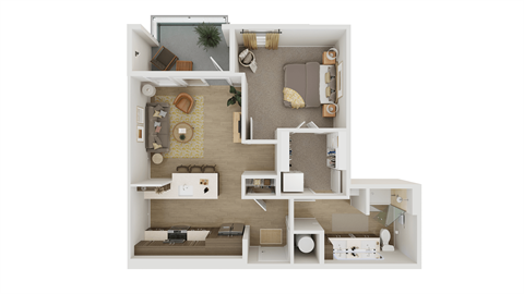 Floor plan for 1 bed, 1 bath, 758 sqft