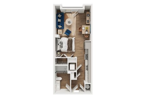 Floor plan for studio, 1 bath, 484 sqft
