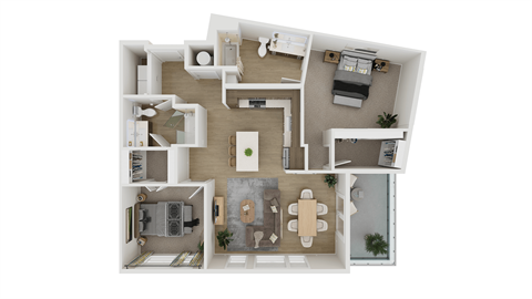 Floor plan for 2 beds, 2 baths, 1226 sqft