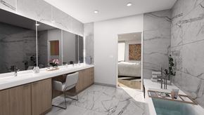 Des Moines apartment for rent - a bathroom with a sink and a mirror and a bed