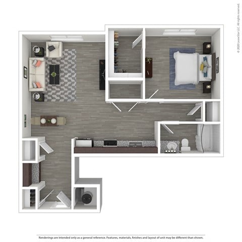 Floor plan for 1 bed, 1 bath, 1079 sqft