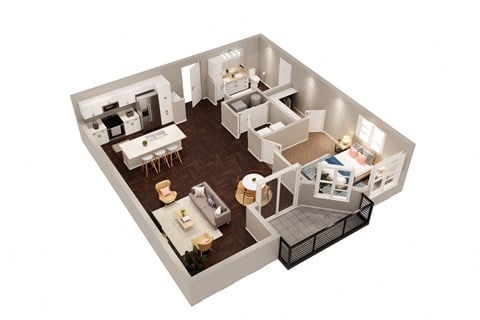Floor plan for 1 bed, 1 bath, 863 sqft