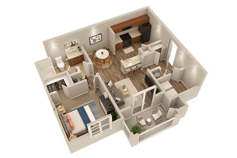 Floor plan for 1 bed, 1 bath, 751 sqft