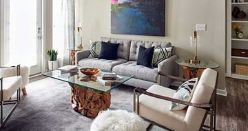 Atlanta apartment for rent - a living room with a couch and a glass table