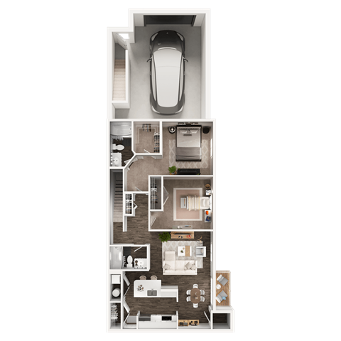 Floor plan for 2 beds, 2 baths, 1032 sqft
