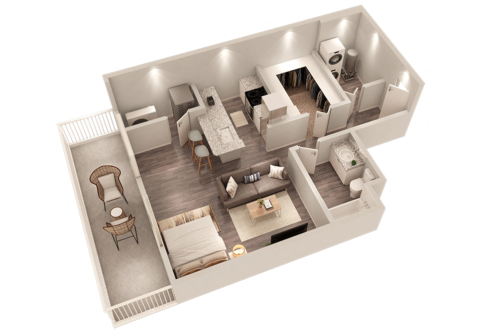 Floor plan for studio, 1 bath, 562 sqft
