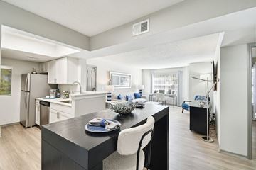 Orlando apartment for rent - a kitchen and living room with a table and chairs
