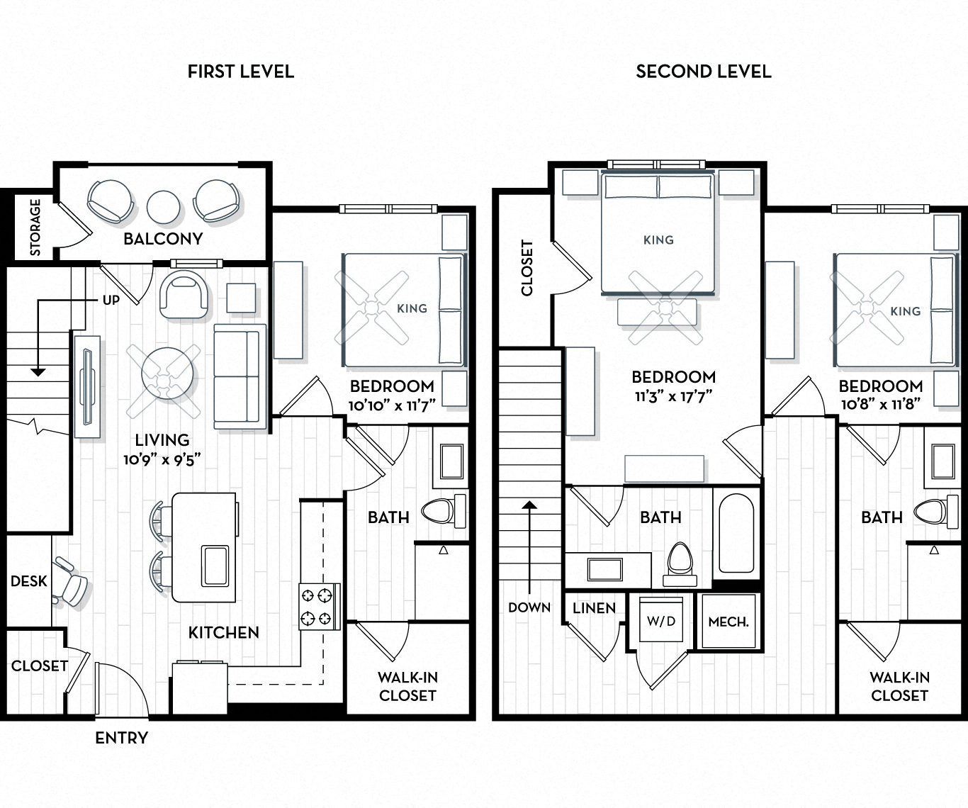 Floor plan for 3 beds, 3 baths, 1579 sqft