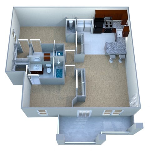 Floor plan for 2 beds, 2 baths, 1093 sqft