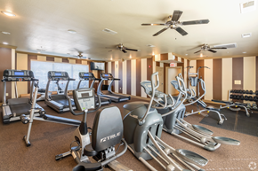 Broken Arrow apartment for rent - the gym is equipped with treadmills and other exercise equipment