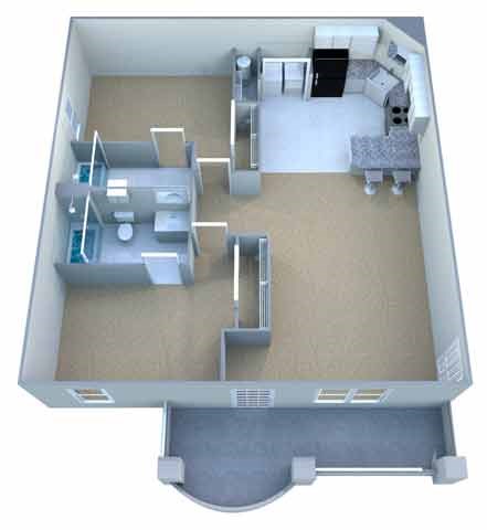 Floor plan for 2 beds, 2 baths, 989 sqft
