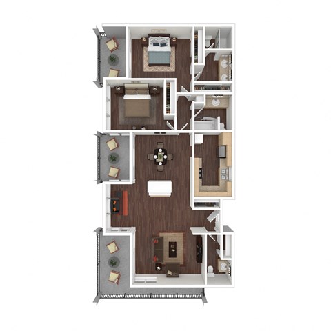 Floor plan for 2 beds, 2.5 baths, 1420 sqft