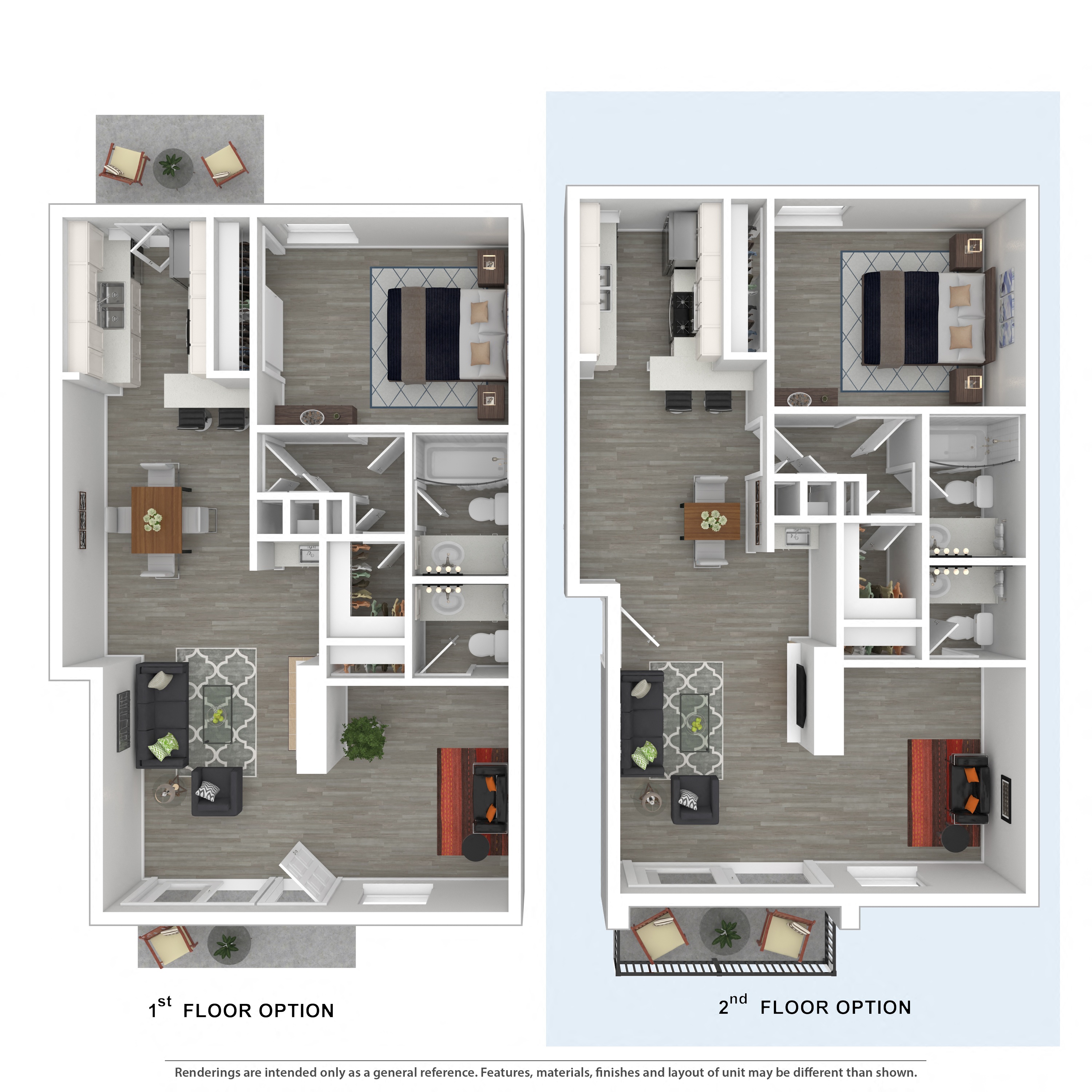 Floor plan for 1 bed, 1.5 baths, 940 sqft