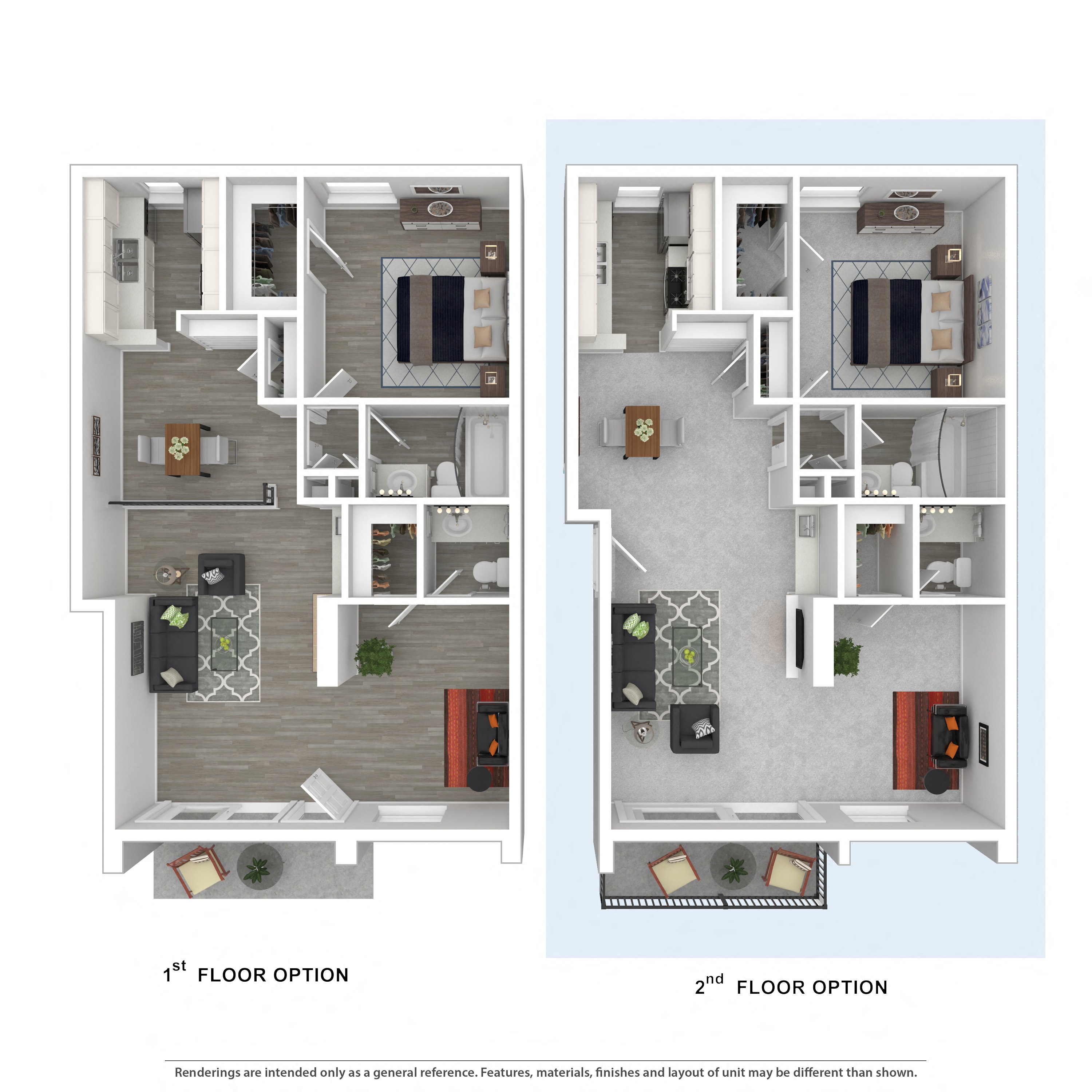 Floor plan for 1 bed, 1.5 baths, 940 sqft