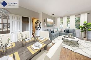 Camarillo apartment for rent - A modern dining room with a wooden table set for two at Mission Hills, Camarillo, 93012