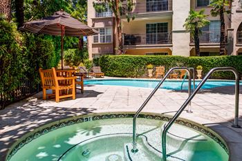 The swimming pool at the apartments for rent