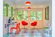 Los Angeles apartment for rent - an office with red chairs and a table with a computer  at Rancho Los Feliz, Los Angeles, CA, 90039
