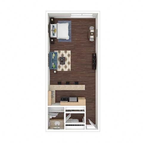 Floor plan for studio, 1 bath, 495 sqft