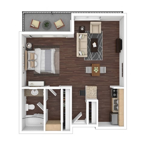 Floor plan for studio, 1 bath, 520 sqft