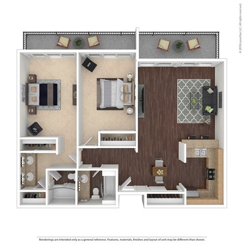 Floor plan for 2 beds, 2 baths, 1180 sqft