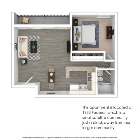 Floor plan for studio, 550 sqft