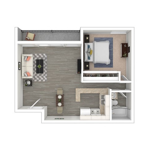 Floor plan for 1 bed, 1 bath, 550 sqft