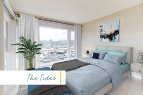 Marina Del Rey apartment for rent - A bedroom with a large bed and a view of the beach at Marina Harbor, California, 90292